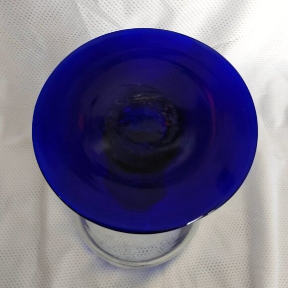 Hand Blown Wine Glass - Cobalt Blue Rim & Base - Picture 6 of 8